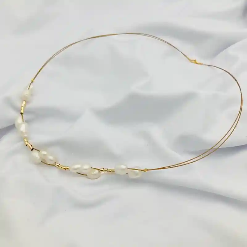 Collar Trenza De Perlas Naturales