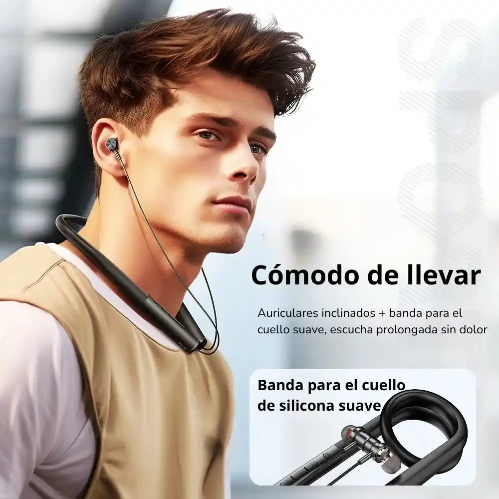 Audifonos Inalambricos Bluetooth Sports Deportivos Hoco Es71 70hrs Negro