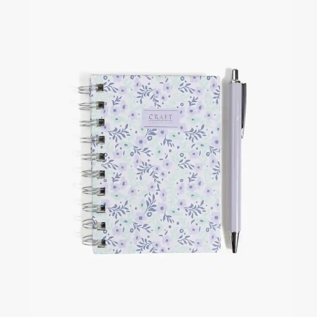 Set Cuaderno Y Lápiz Mujer Florales Lila