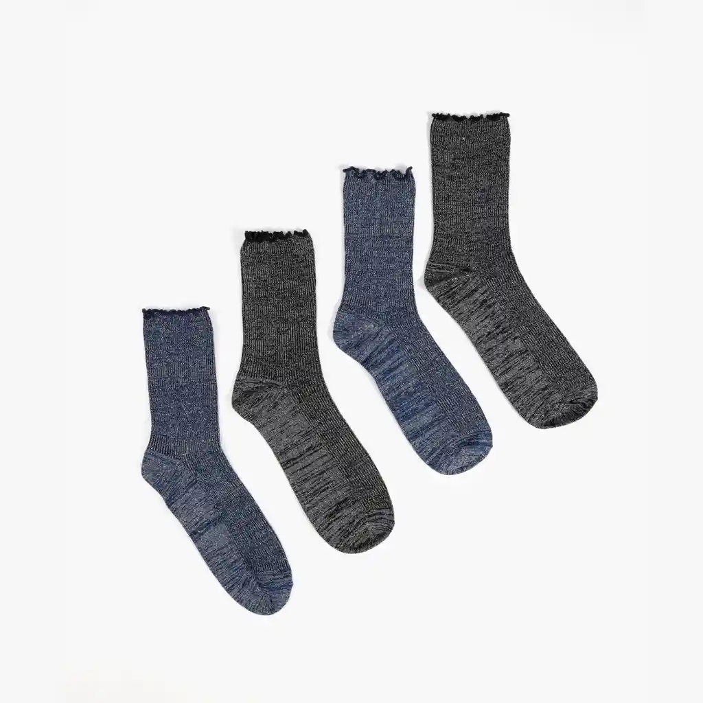 Set Calcetines Mujer Lurex M/l Azul