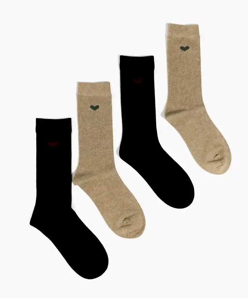 Set Calcetines Mujer Corazón M/l Negro