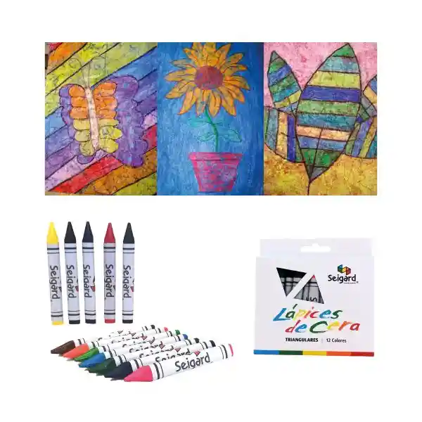 Lapices De Cera Triangulares 12 Colores