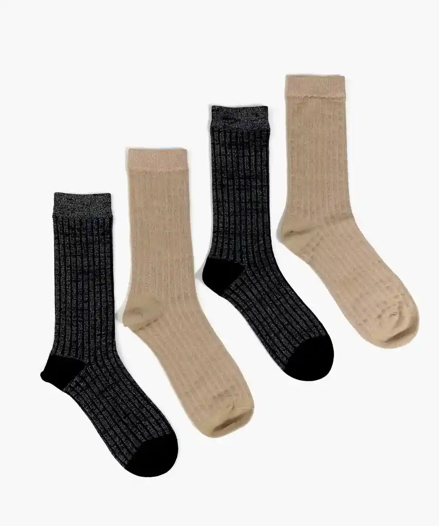 Set Calcetines Mujer Brillos S/m Beige