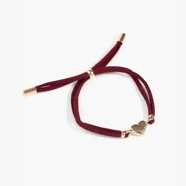 Pulsera Mujer Cuerito Corazón Burdeo