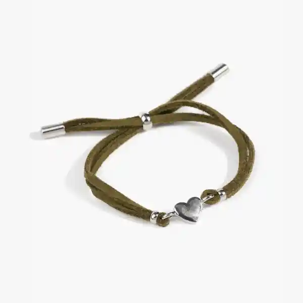 Pulsera Mujer Cuerito Corazón Verde