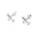 Aros Avión Circón Alas Plata Fina 925