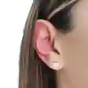 Aros Corazón Huella Circón Rosado Plata Fina 925