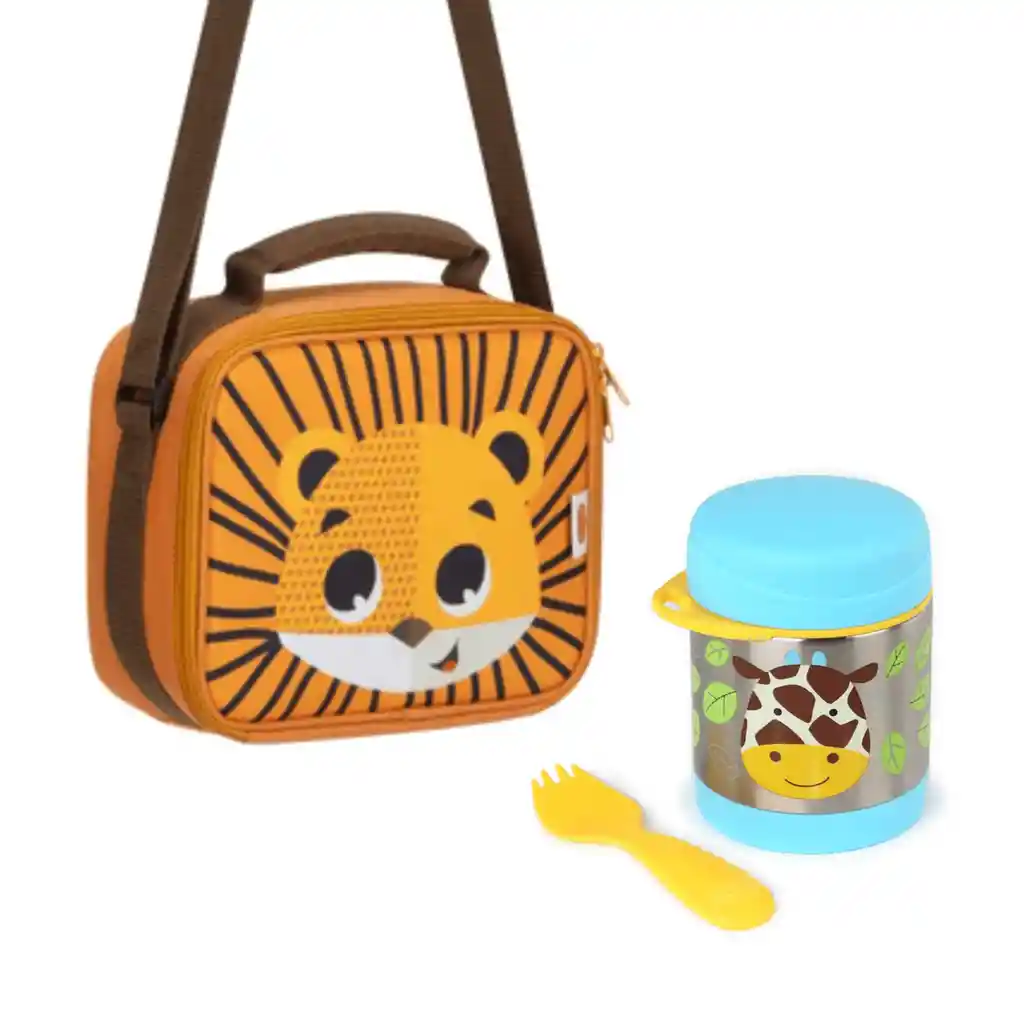 Pack Escolar Safari Animales Lonchera + Termo