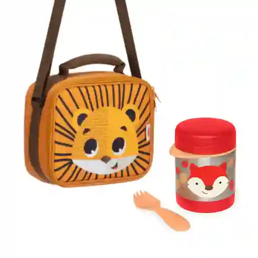 Pack Escolar Safari Animales Lonchera + Termo
