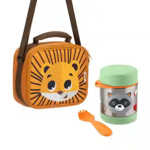 Pack Escolar Safari Animales Lonchera + Termo