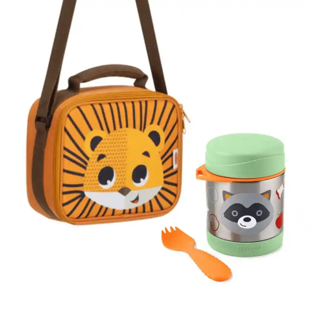 Pack Escolar Safari Animales Lonchera + Termo