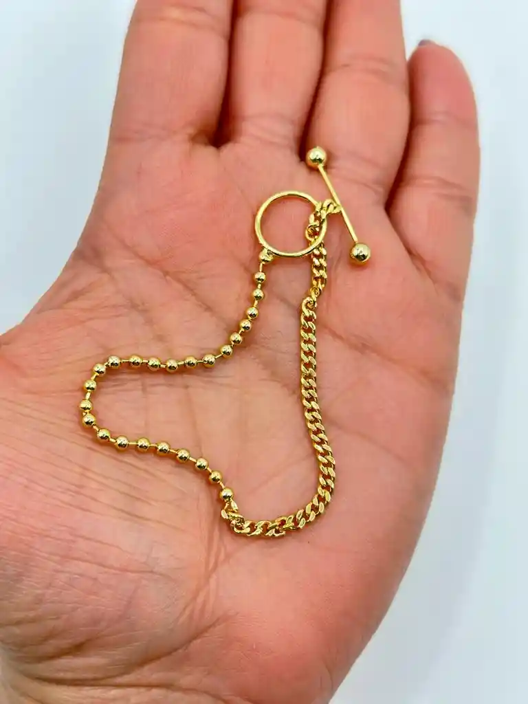 Pulsera Grumet Bolitas Esferas Plata S925 Baño Oro + Caja