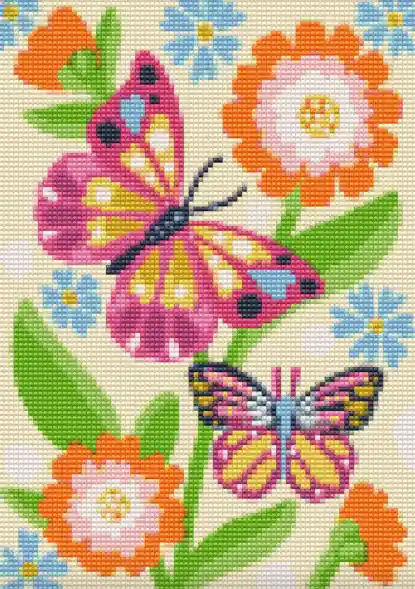 Kit De Pintura Con Diamantes Mariposas En Jardín