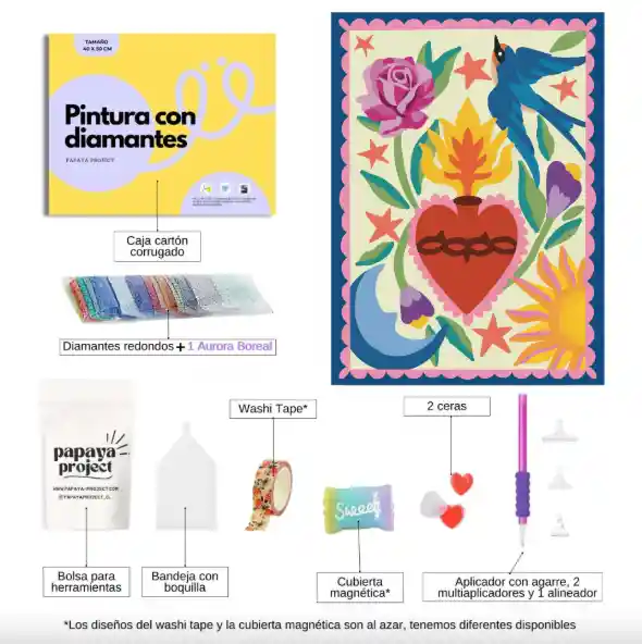 Kit De Pintura Con Diamantes Alas Y Corazones