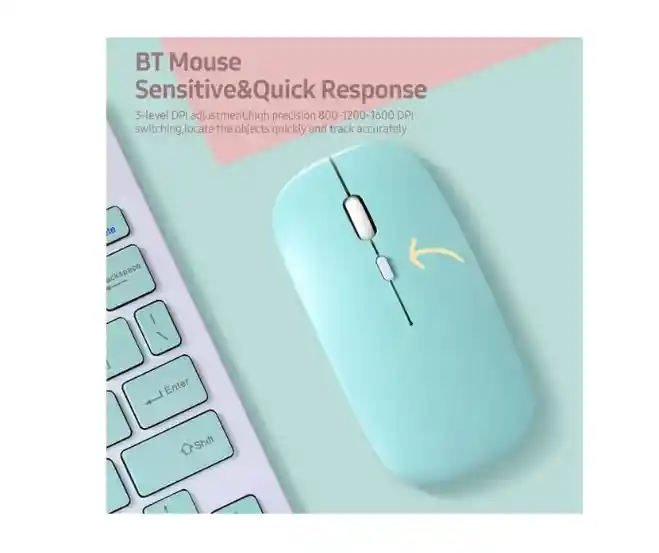 Kit De Teclado Y Mouse Bluetooth 10 Pulgadas Verde