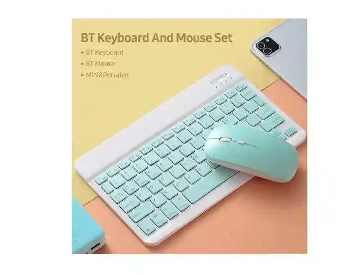 Kit De Teclado Y Mouse Bluetooth 10 Pulgadas Verde