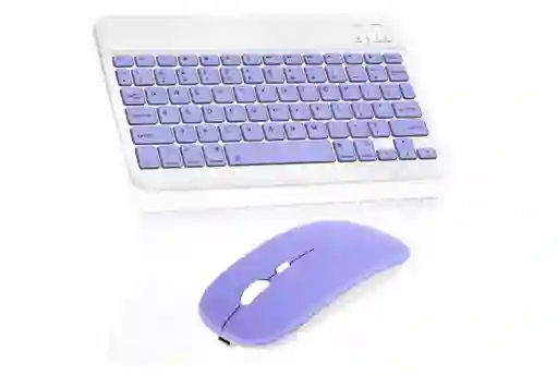 Kit De Teclado Y Mouse Bluetooth 10 Pulgadas Lila