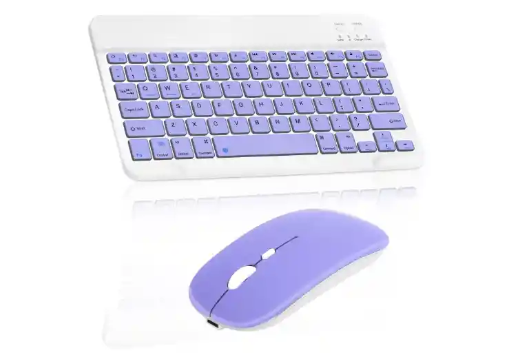 Kit De Teclado Y Mouse Bluetooth 10 Pulgadas Lila