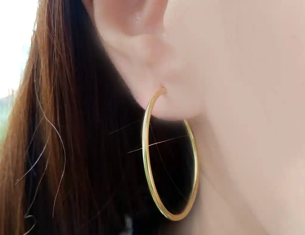 Aros Argolla Mediana 32mm Enchapado Oro 18 K