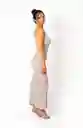 Vestido Maxi Gris Claro Con Amarres En La Espalda Xs