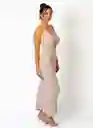 Vestido Maxi Gris Claro Con Amarres En La Espalda Xs