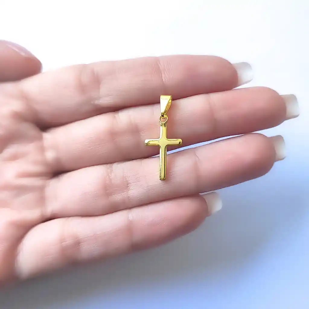 Colgante Cruz Plano Enchapado Oro 18k