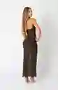Vestido Verde Largo Transparente Con Brillos Xs
