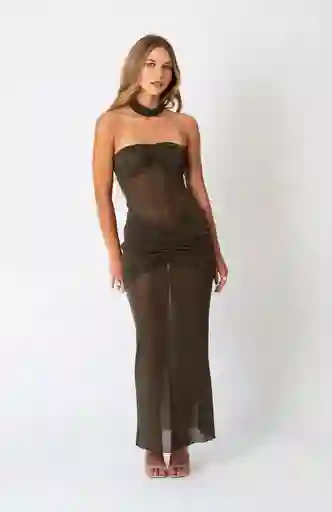 Vestido Verde Largo Transparente Con Brillos S