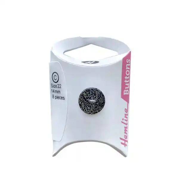 Boton Plastico Redondo Glitter 14mm 8un Glitter Negro Line