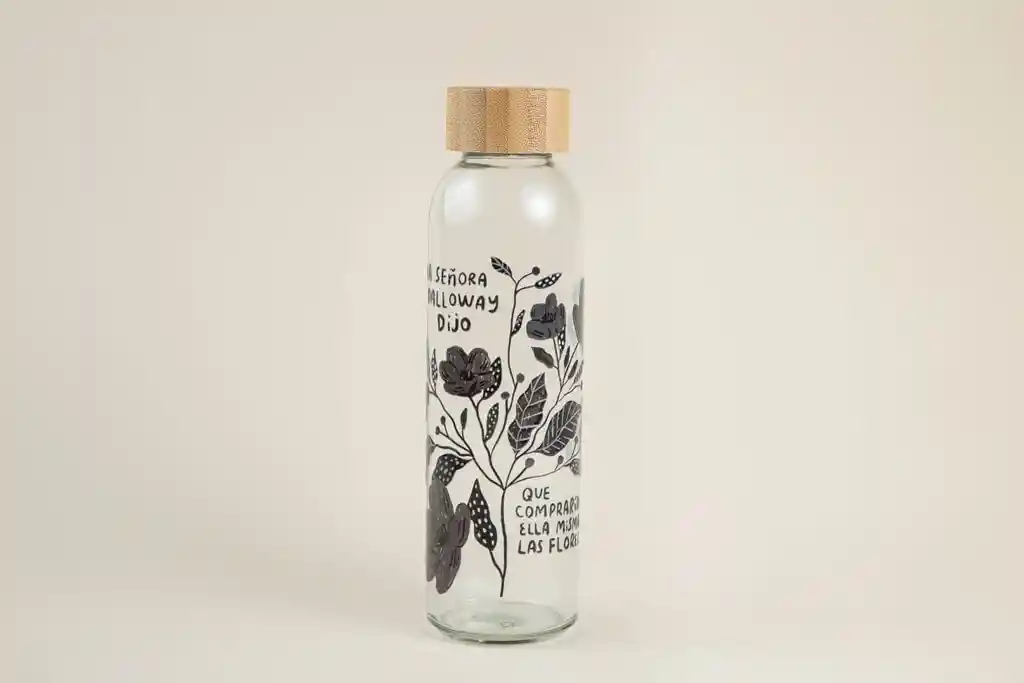 Botella Vidrio Flores Black - Maca Valdes