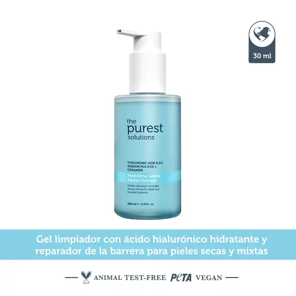 The Purest Solutions Limpiador Facial Suave Hidratante. %0,5 Ácido Hialurónico %0.5 Sodio Pca + Ceramida 200 Ml