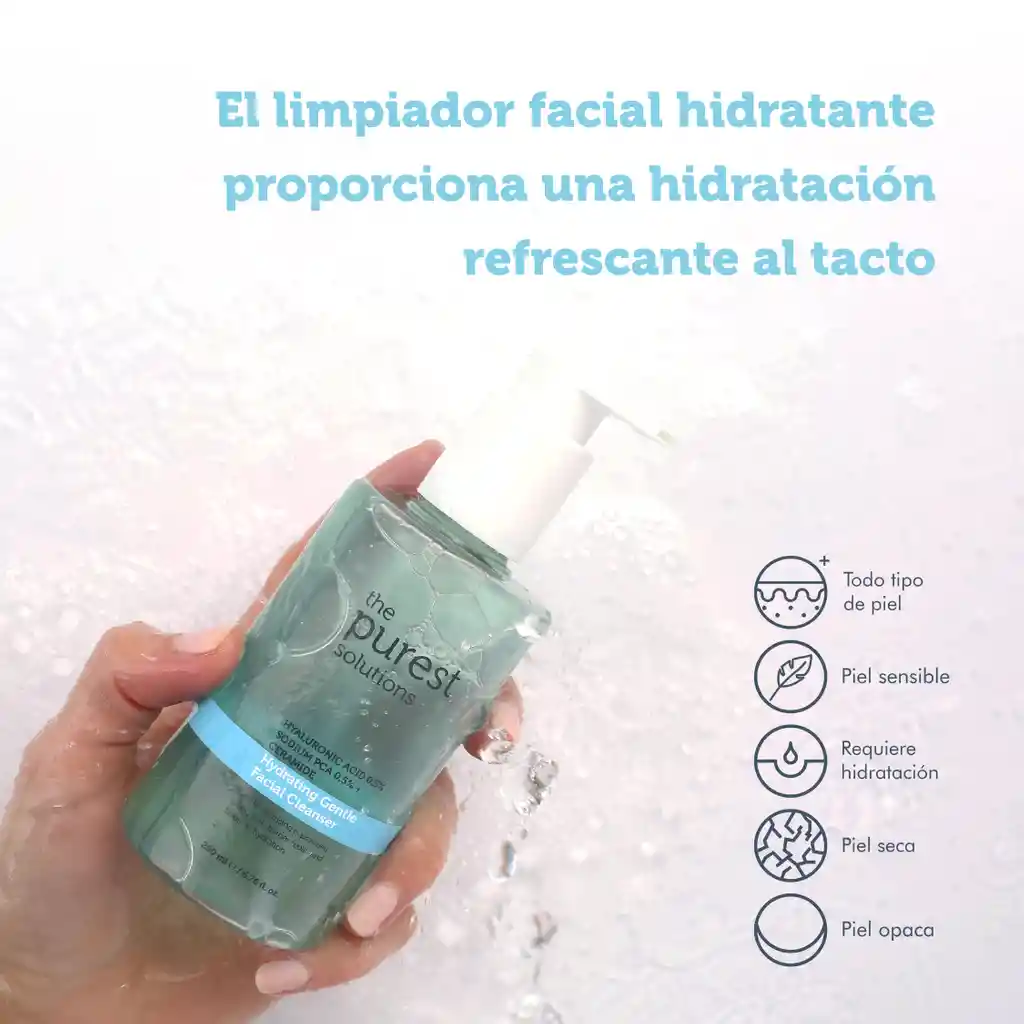 The Purest Solutions Limpiador Facial Suave Hidratante. %0,5 Ácido Hialurónico %0.5 Sodio Pca + Ceramida 200 Ml