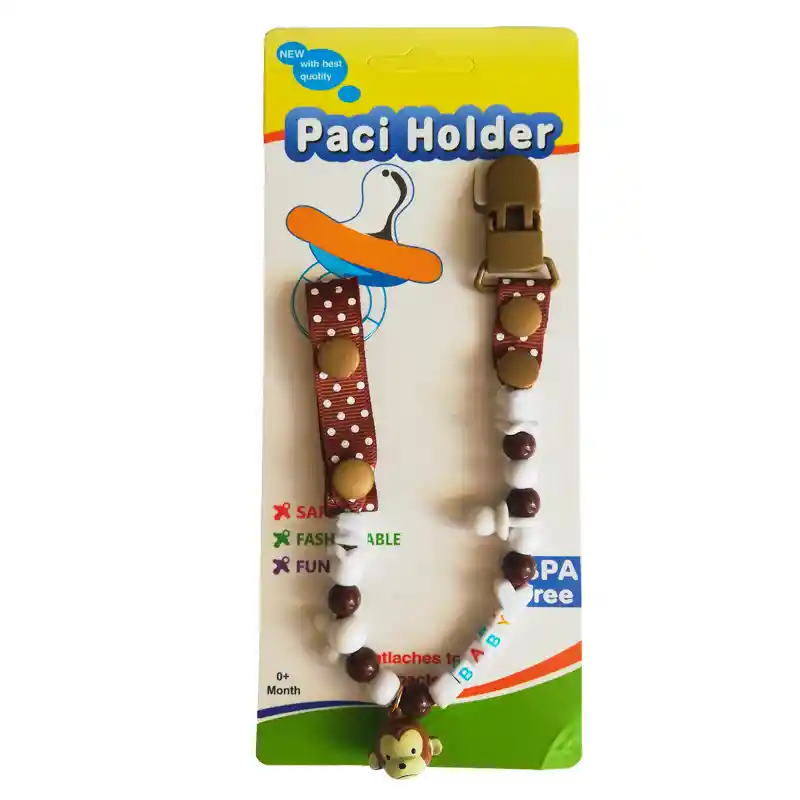 Porta Chupete Cinta Clips Afirmador Colgante Para Bebe (cafe)