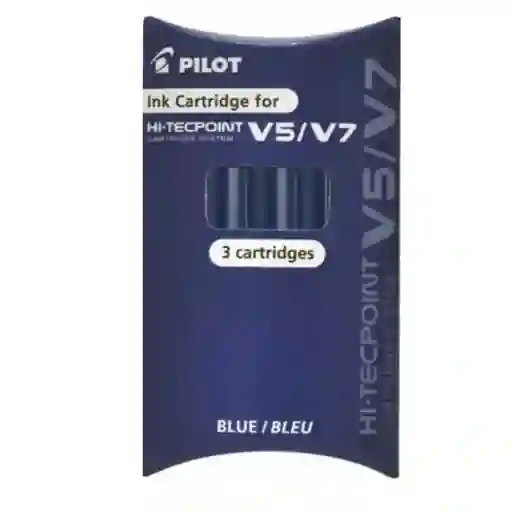 Pack X 3 Cartuchos Repuesto Bolígrafo Pilot V5/v7 Recargable Tinta Azul