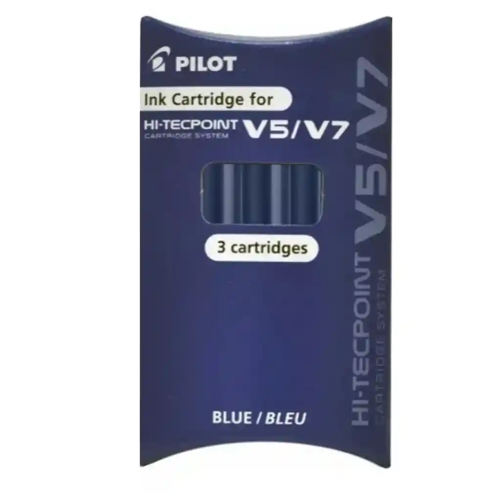 Pack X 3 Cartuchos Repuesto Bolígrafo Pilot V5/v7 Recargable Tinta Azul