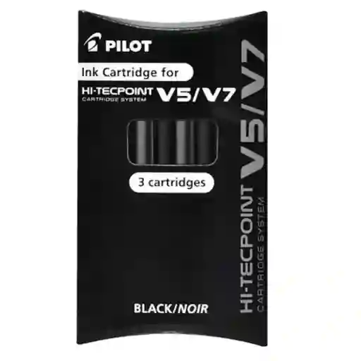 Pack 3 Repuestos De Tinta Para Roller V5 - Pilot Hi-tecpoint Tinta Negro Exterior Negro