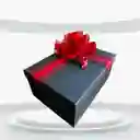 Caja De Regalo Rectangular Negra (31.5x23 Cm) Con Lazo Rojo Elegante