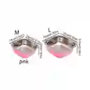 Juego De Platos De Comida - Comedor - Tazas Para Perros Rosa Matte - Acero Inoxidable Y Antideslizante