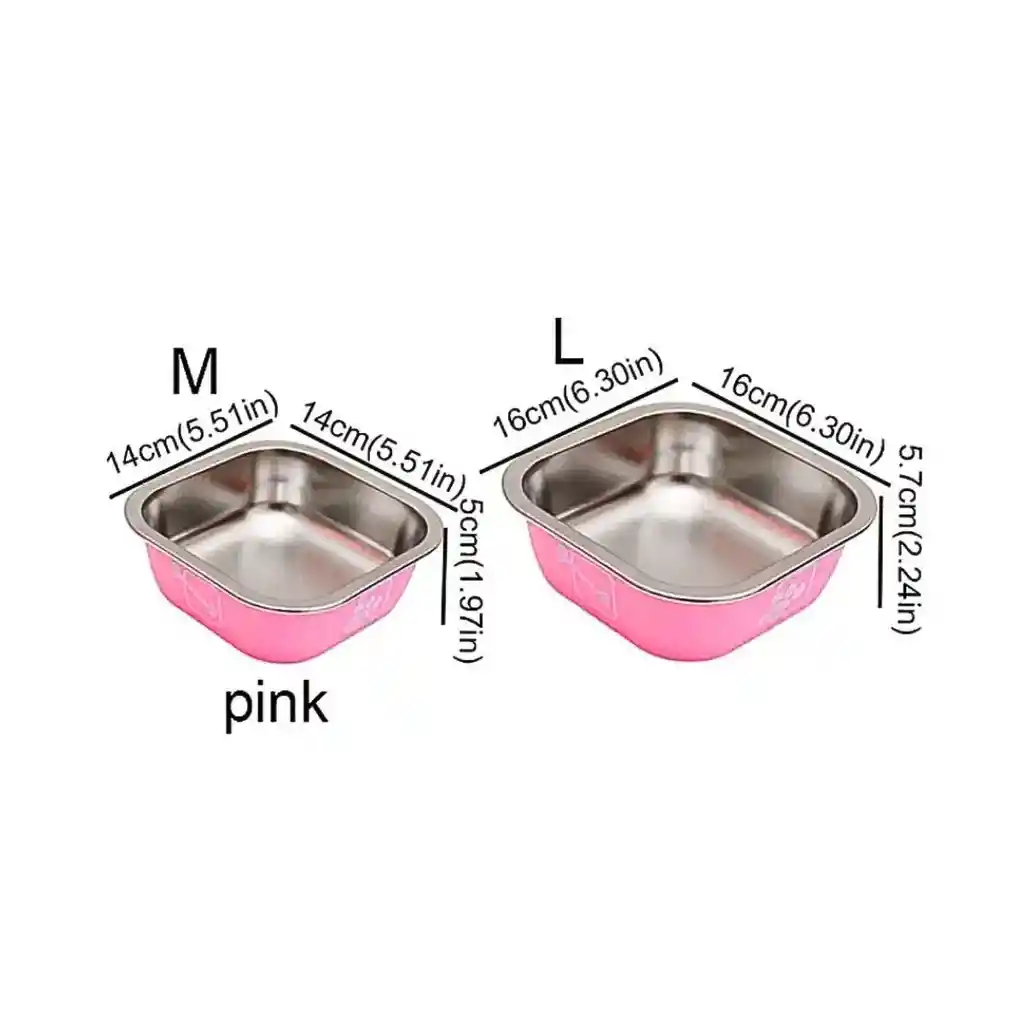 Juego De Platos De Comida - Comedor - Tazas Para Perros Rosa Matte - Acero Inoxidable Y Antideslizante