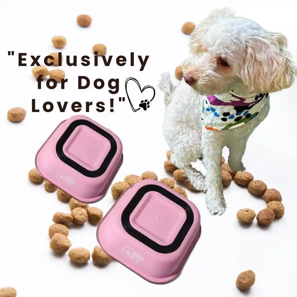 Juego De Platos De Comida - Comedor - Tazas Para Perros Rosa Matte - Acero Inoxidable Y Antideslizante