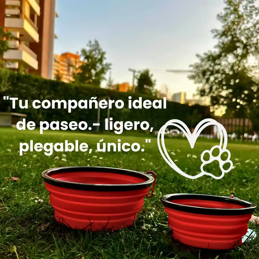Juego De Platos Rojos Plegables Para Perros - Con Sistema Antiansiedad Y Portátiles
