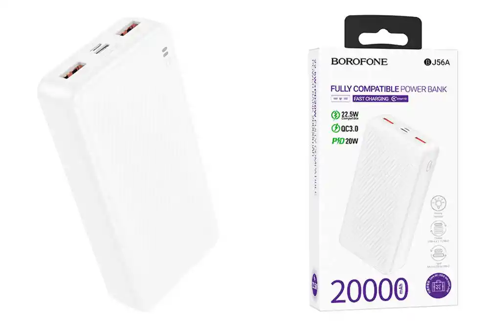 Powerbank Carga Rapida Borofone Bj56a 20000 Mah 22.5w Blanco