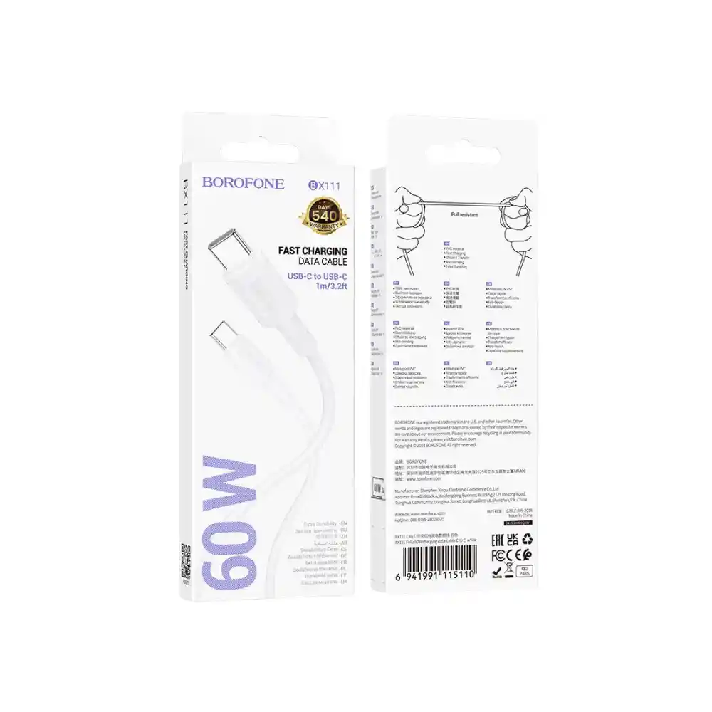 Cable Borofone Bx111 Tipo C - C 60w 1m