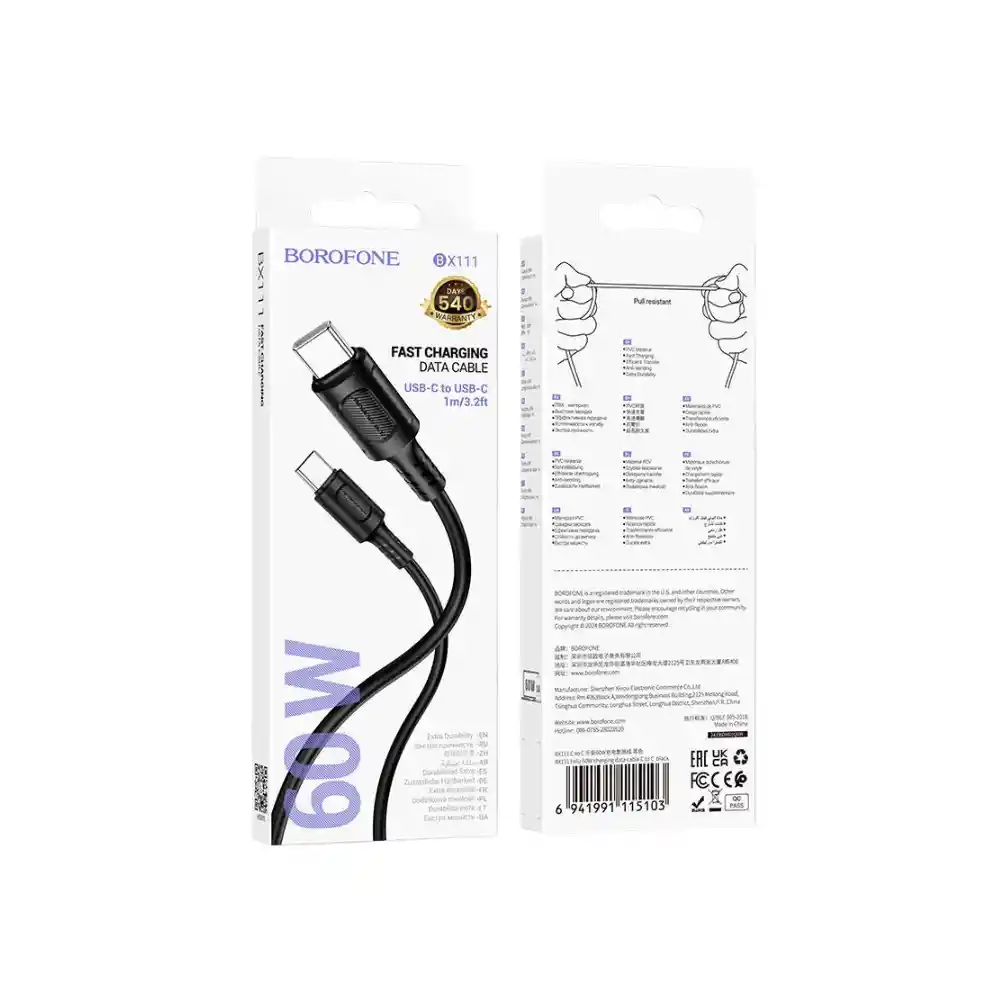 Cable Borofone Bx111 Tipo C - C 60w 1m