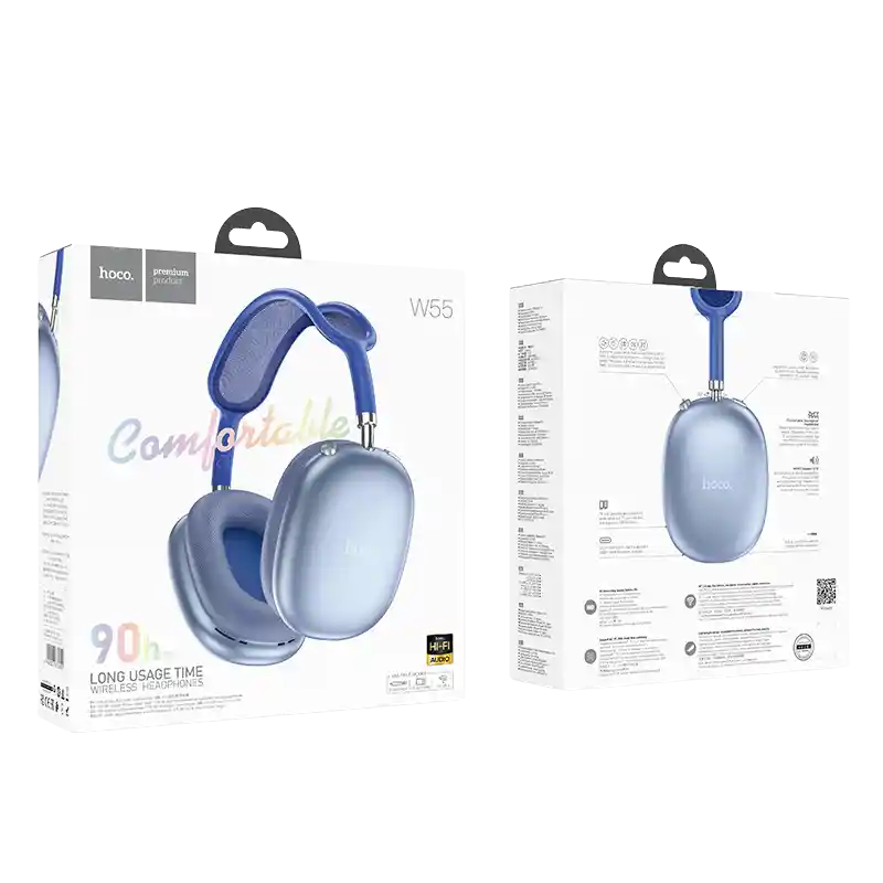 Audifonos Inalambricos Bluetooth De Cintillo Hoco W55 90hrs Azul