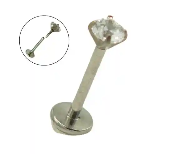 Piercing Labret Perno Tornillo Punto Luz Titanio Astm F136 18g