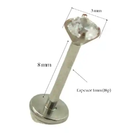 Piercing Labret Perno Tornillo Punto Luz Titanio Astm F136 18g