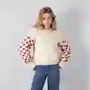 Sweater Ecru Corazones S Mujer Raindoor