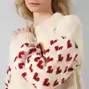 Sweater Ecru Corazones S Mujer Raindoor