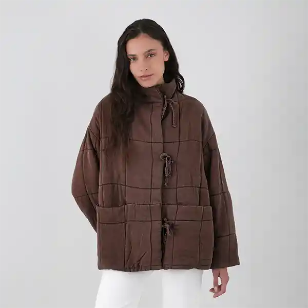 Chaqueta Acolchada Cintas Café L Mujer Raindoor